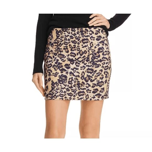 AQUA Leopard Print Faux-Suede Mini Skirt - Picture 1 of 4